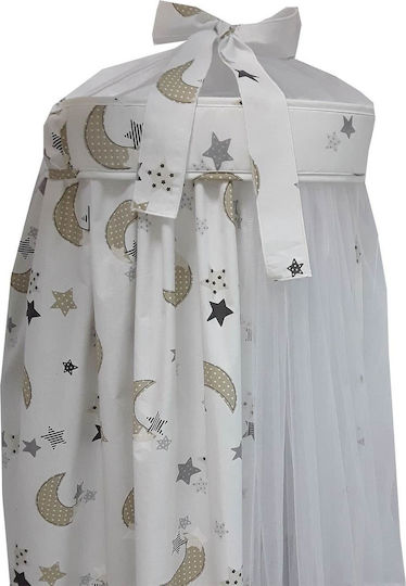 Beboulino Κουνουπιέρα Κούνιας Moon Stars από Τούλι Μπεζ 150x450εκ.