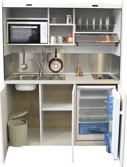 Silver ΚΣ160 Πολυκουζινάκι με Αριστερή Γούρνα 160x65x209cm Γκρι με Ρόζους