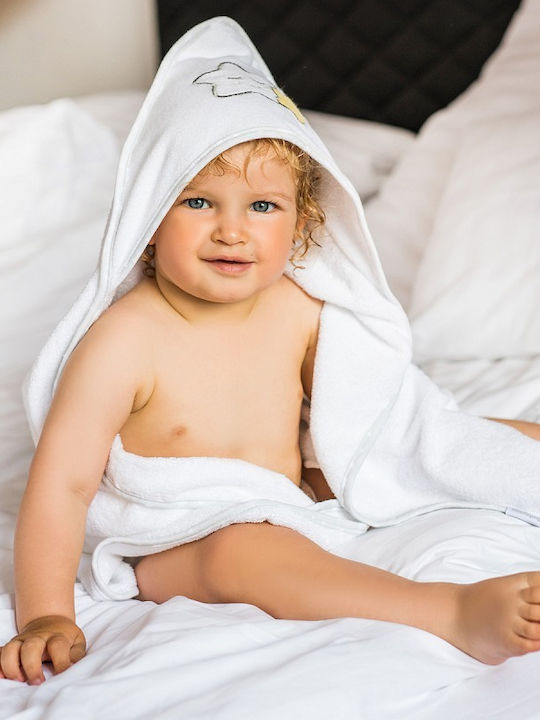 Babyono Hooded Baby Bath Towel Ανοιχτό Γκρι