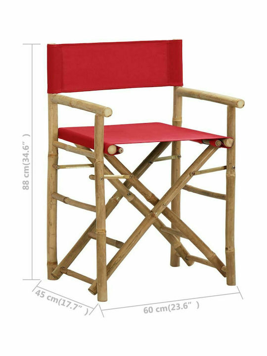 Regiestuhl Bamboo Red 2Stück 60x45x88εκ.