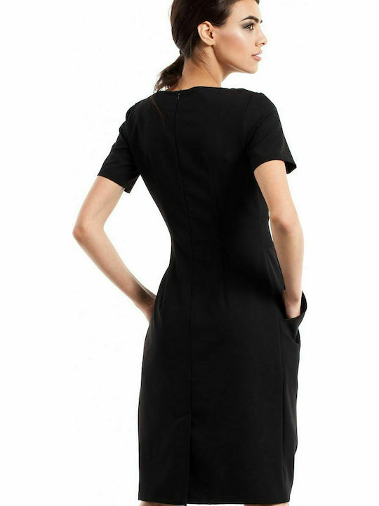 MOE M234 Midi Dress Short Sleeve Black MOE234