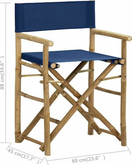 Scaun de regizor Lemn Albastru 2buc 60x45x88cm