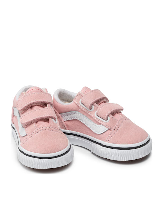 Old Skool V Kids Sneakers with Hoop & Loop Closure Pink