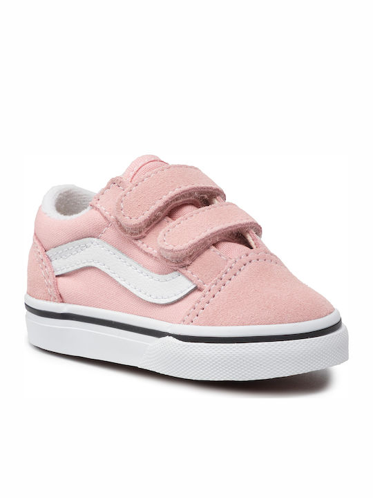 Old Skool V Kids Sneakers with Hoop & Loop Closure Pink