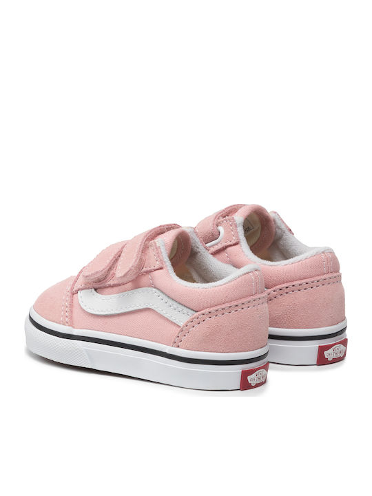 Old Skool V Kids Sneakers with Hoop & Loop Closure Pink
