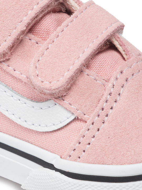 Old Skool V Kids Sneakers with Hoop & Loop Closure Pink