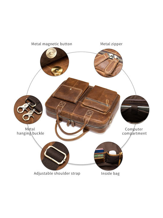 Leder Herrentasche Geldbörse Braun
