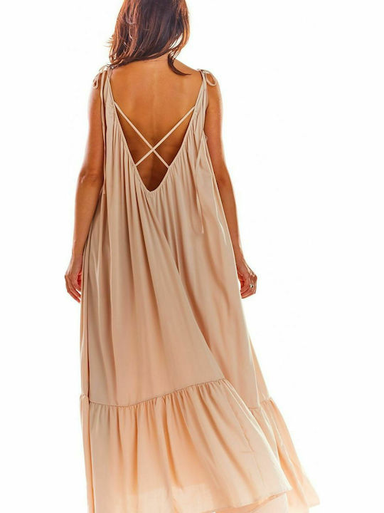 Awama Sommer Maxi Kleid Beige