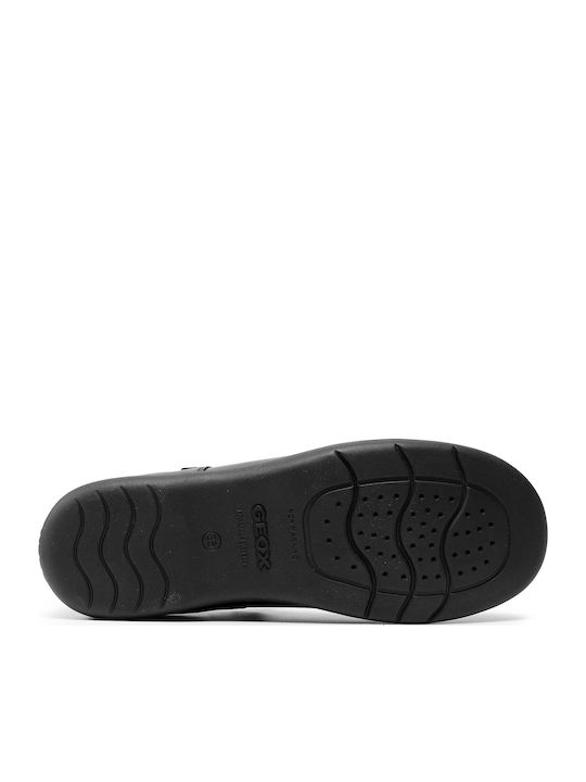 Kids Leather Ballerinas J Naimara G with Hoop & Loop Closure Black