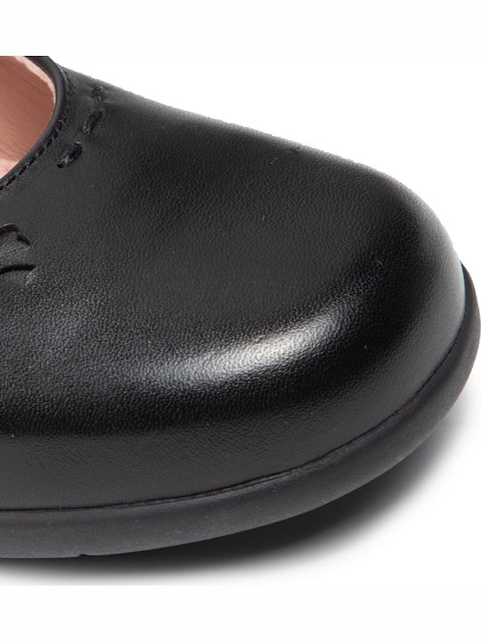 Kids Leather Ballerinas J Naimara G with Hoop & Loop Closure Black