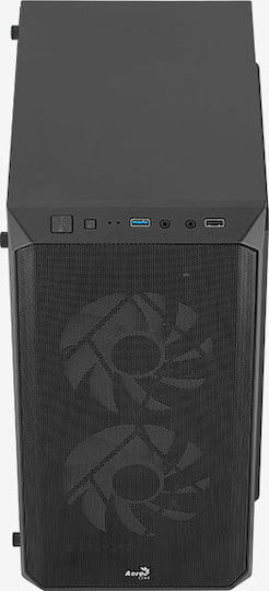 Aerocool CS-107 v2 Gaming Mini-Turm Computergehäuse mit Seitenfenster und RGB-Beleuchtung Schwarz