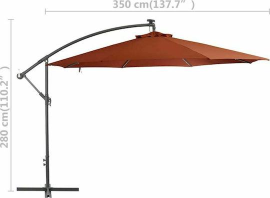 Umbrelă Suspendată Rotundă Metalică Teracotă Φ3.5m