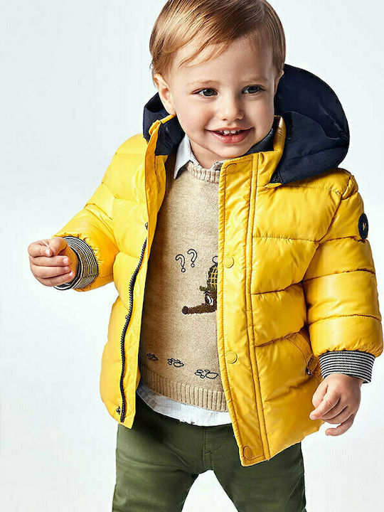 Kids' Quilted Jacket Long with Hood Yellow