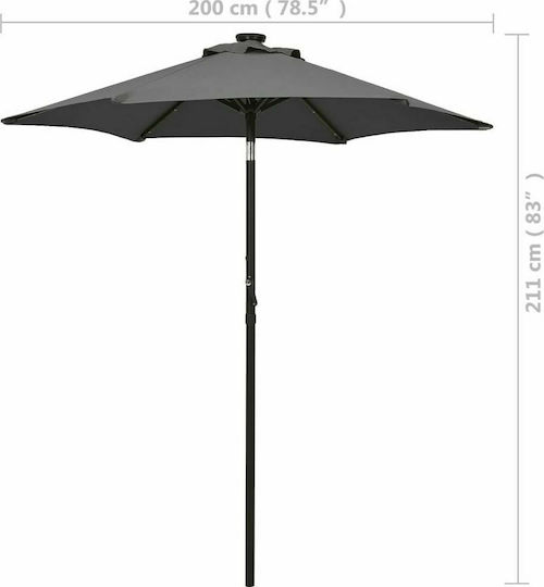 Runder Aluminium-Garten- und Terrassen-Sonnenschirm Anthrazit Φ2xΥ2.11m