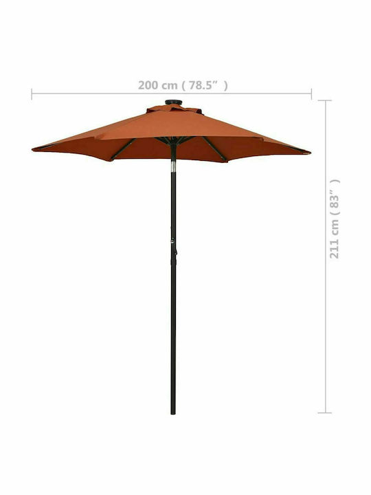Round Aluminum Parasol Terra Cotta Diameter 2m