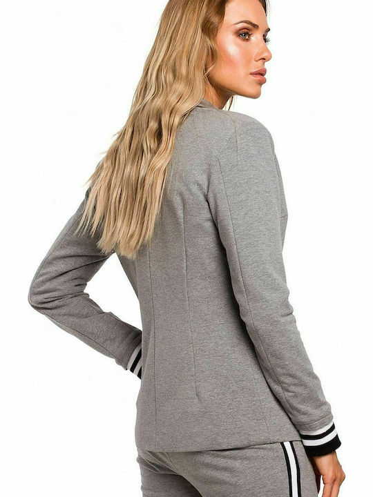 MOE M459 Women's Waisted Blazer Gray MOE459