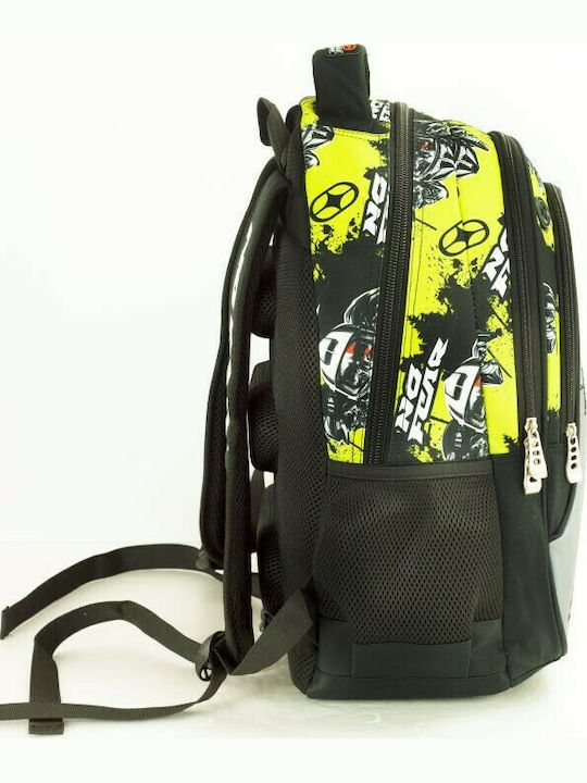 No Fear School Bag Backpack Elementary, Elementary Multicolour with Water Bottle Holder 30Liters