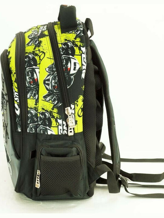 No Fear School Bag Backpack Elementary, Elementary Multicolour with Water Bottle Holder 30Liters