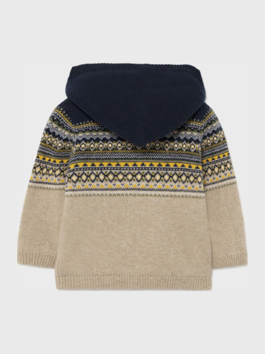 Kinderstrickjacke Baumwolle mit Kapuze Braun