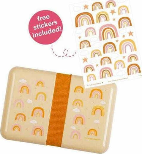 A Little Lovely Company Rainbows Kids Lunch Plastic Box 0.85lt Orange L18xW12xH6cm