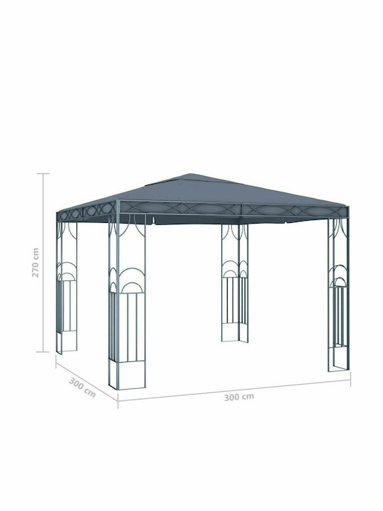 vidaXL Garden Freestanding Gazebo with LED Light Charcoal 3x3cm