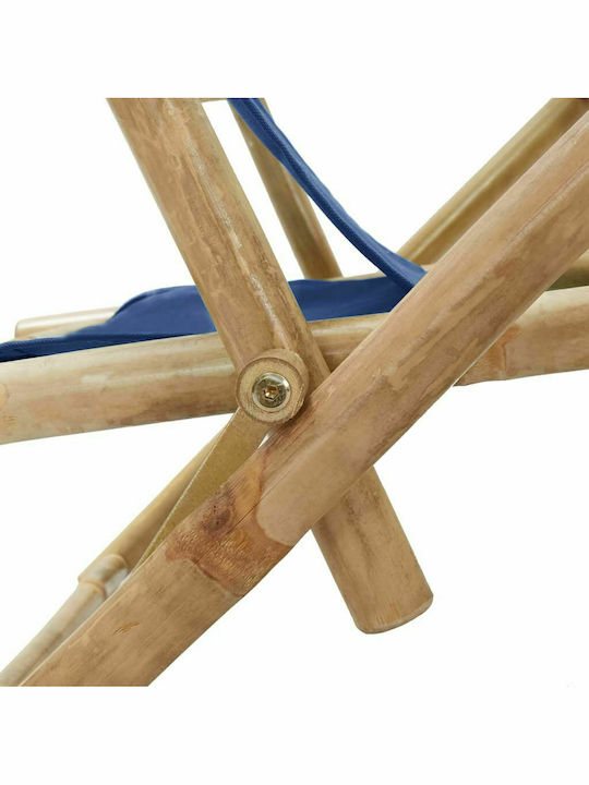 Deckchairs Bamboo with Armrest & Navy Blue Fabric 64x89x71cm