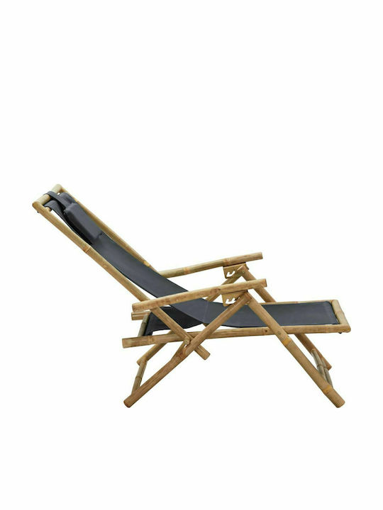 Deckchairs Bamboo with Armrest & Gray Fabric 64x89x71cm