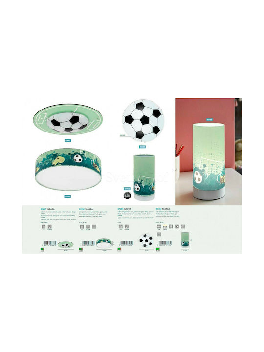 Eglo Soccer Single-Light Kids Ceiling Mount Light From Wood 60W With E27 Base Green 40x8cm