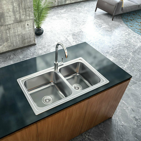 Karag BL 808 Ένθετος Inox Σατινέ Μ80xΠ48cm Ασημί