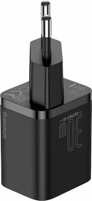 Baseus Φορτιστής Χωρίς Καλώδιο με Θύρα USB-C 30W Power Delivery Μαύρος (Super Si)
