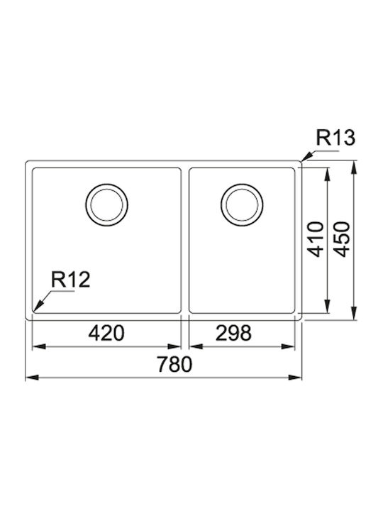 Franke Square BXX 220 42-30 3040100303 Поддръжка Мивка Ляв Inox Сатен Ш78xД45см сребърен