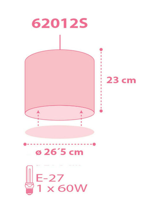 Ango Kids Plastic Single Ceiling Light E27 Sweet Dreams Pink 60W 26x25cm