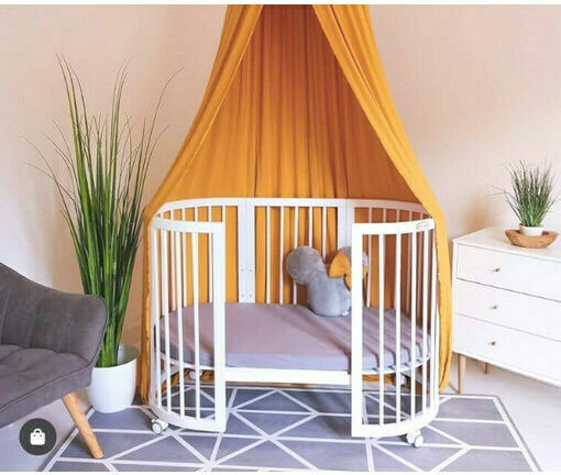 IngVart Cabrio Babybett Smart Oval Weiß mit Räder
