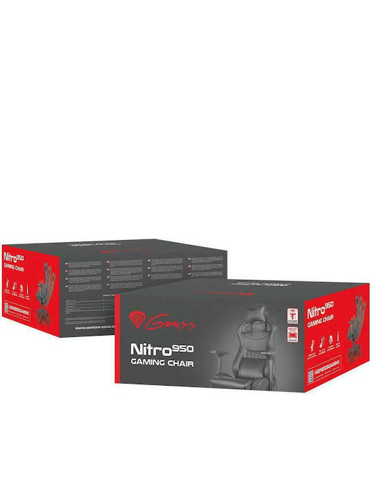 Genesis Nitro 950 Καρέκλα Gaming Δερματίνης με Ρυθμιζόμενα Μπράτσα Μαύρη