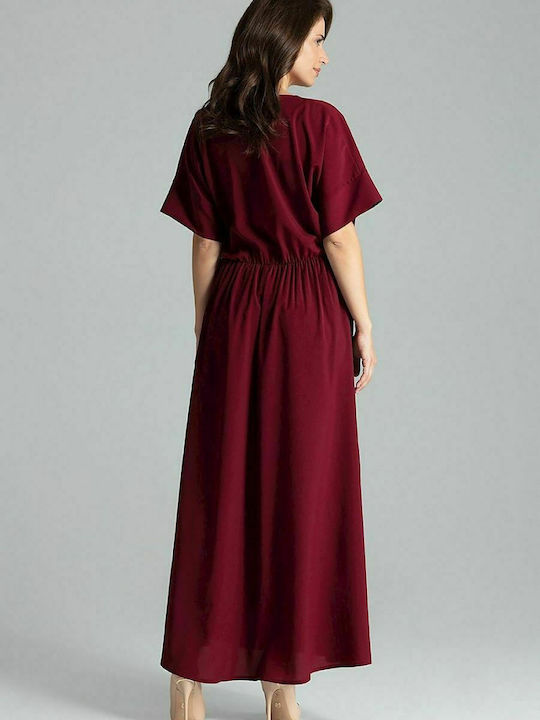 Lenitif L055 Maxi Rochie de Seară Înfășurați Burgundy