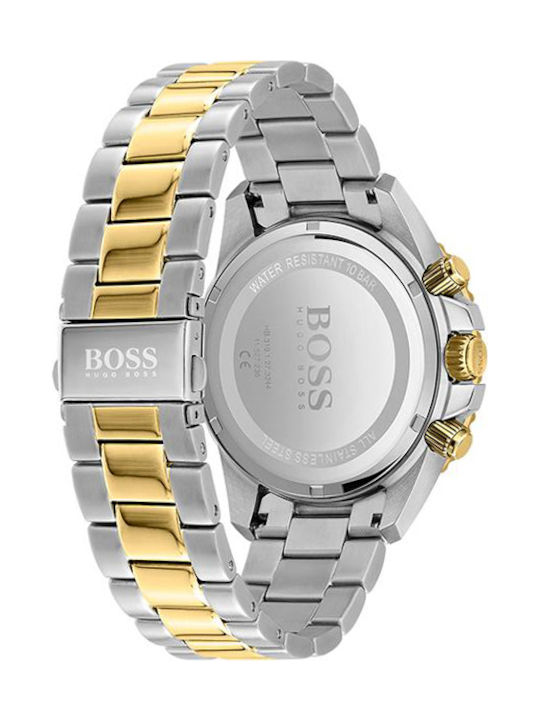 Boss Admiral Ανδρικό Ρολόι 45mm Χρονογράφος Μπαταρίας με Μεταλλικό Μπρασελέ