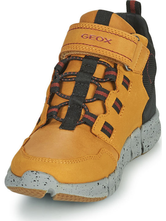 Flexyper ABX Παιδικά Sneakers High Ανατομικά με Σκρατς Καφέ