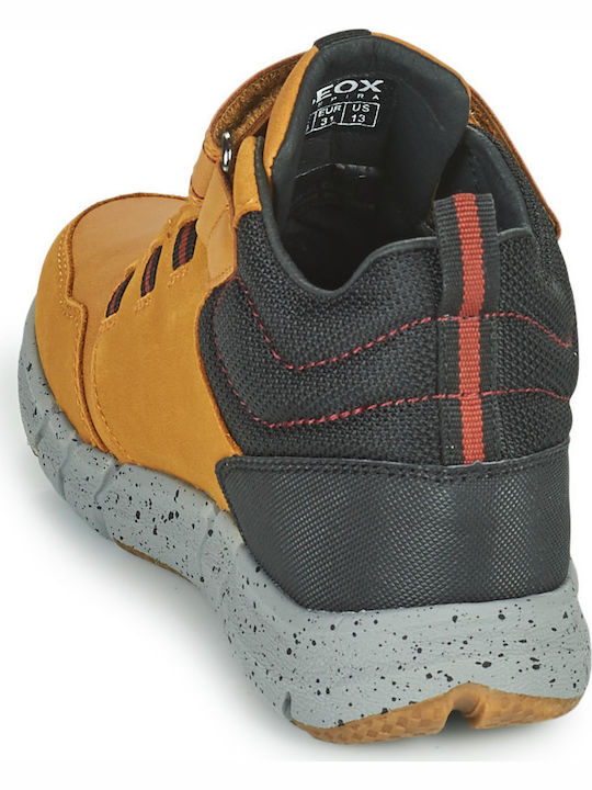 Flexyper ABX Παιδικά Sneakers High Ανατομικά με Σκρατς Καφέ
