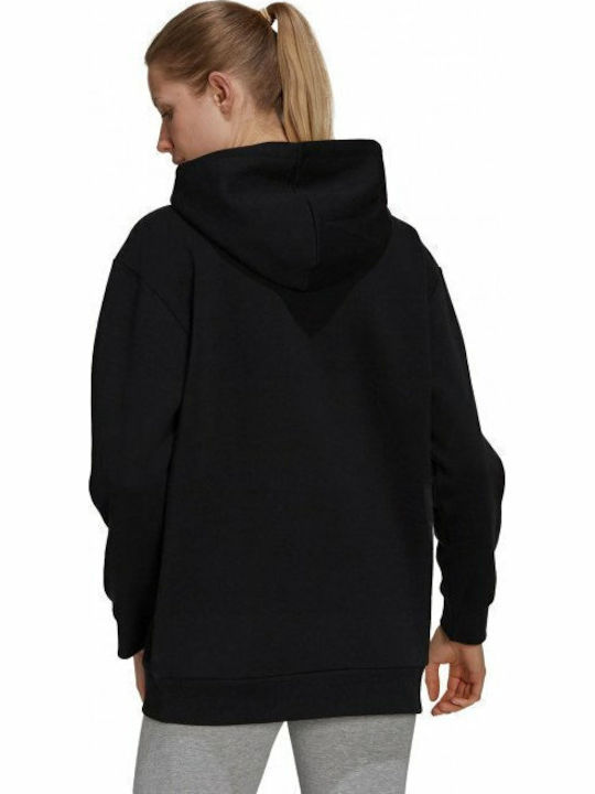 Essentials Oversized Μακρύ Γυναικείο Φούτερ με Κουκούλα Μαύρο