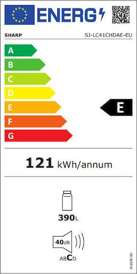 Sharp Ψυγείο Συντήρησης 390lt NoFrost Υ186xΠ59.5xΒ65εκ. Μαύρο SJ-LC41CHDAE