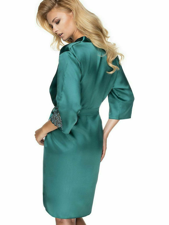 Irall Damen Satin Bademantel Grün Emerald 137840