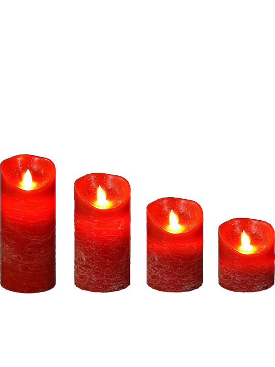 Lianos Christmas Red Battery Candle 10x8cm 4pcs