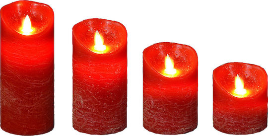 Lianos Christmas Red Battery Candle 10x8cm 4pcs
