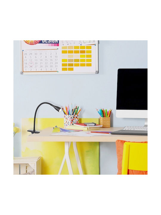 Rabalux Jeff LED Office Lamp with Flexible Arm and Clip in Black Color