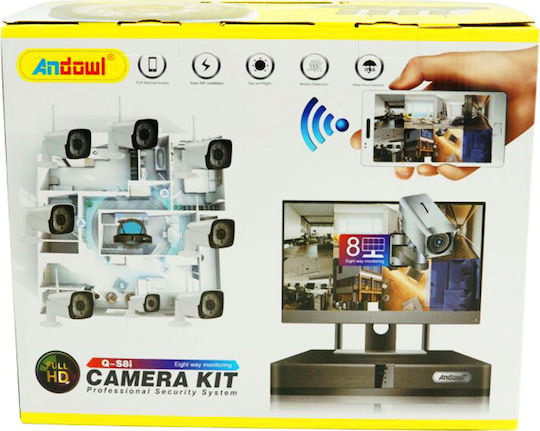 Andowl Σύστημα Παρακολούθησης 8 Καμερών IP 1080p με Καταγραφικό NVR