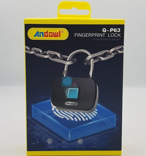 Andowl Bronze Padlock Brass With Fingerprint 75mm Black 1pcs