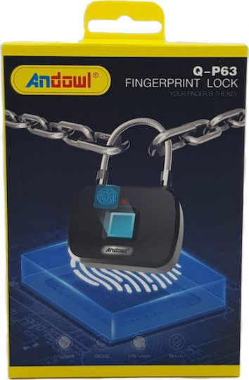 Andowl Bronze Padlock Brass With Fingerprint 75mm Black 1pcs