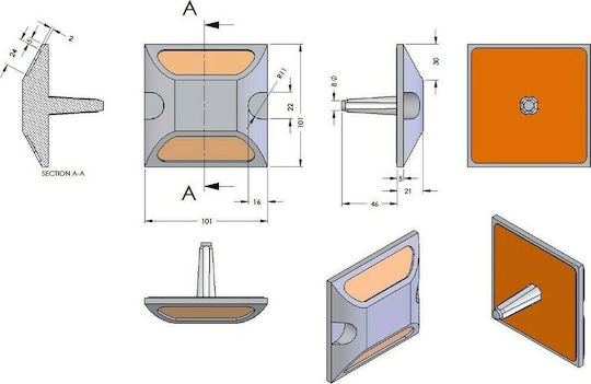 Next Systems Plastic Street Reflector Silver Aluminum with Wedge
