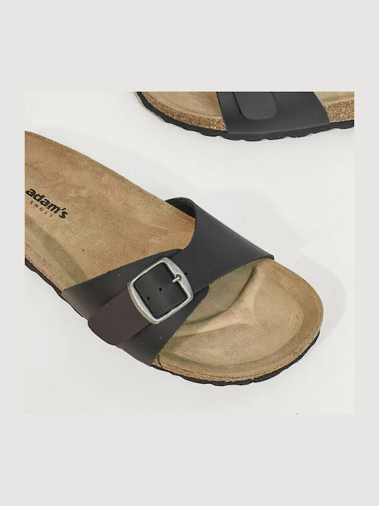 Leder Flache Sandalen für Damen Anatomisch in Schwarz Farbe