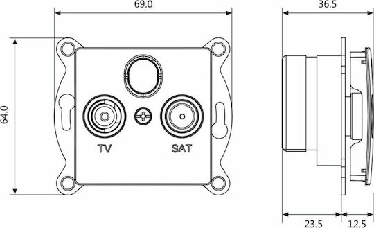 Aca Prime TV and Satellite Antenna Socket Aerial in Gold color 1000114304